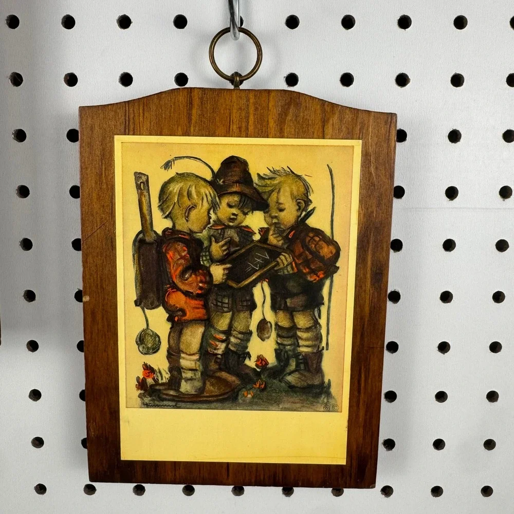 Vintage Hummel Wooden Wall Plaques Set of 2 Mid Century Children Art‎ Decor